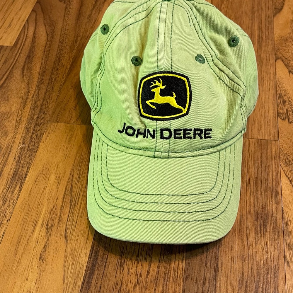 John Deere Toddler Baseball Cap Green Cotton Logo Hat Elastic Back One Size